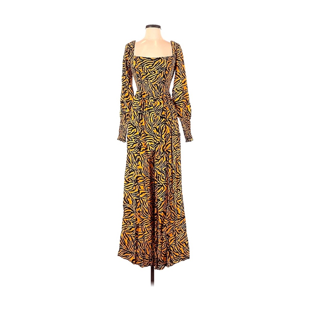 Kachel x Anthropologie Size 2 Jumpsuit Viscose Striped Animal Print smocked